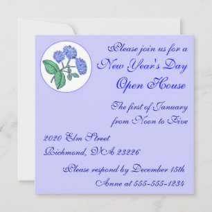 Invitation Maison ouverte de la Nouvelle Année de l'Hydrangea