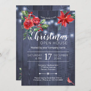 Invitation Maison ouverte de Noël d'entreprise Red poinsettia