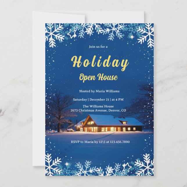 Invitation Maison ouverte de Noël élégante pour les Fêtes (Devant)