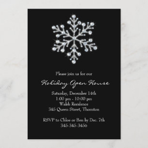 Invitation Maison ouverte de vacances avec Flocon de neige en
