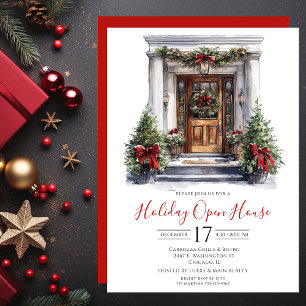 Invitation Maison ouverte de vacances Business Watercolor