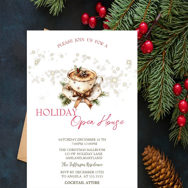 Invitation Maison Ouverte Étoiles de Café de Noël  (Créateur téléchargé)