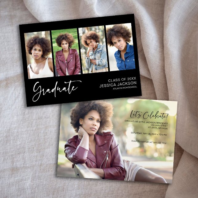 Invitation Maison ouverte multi-photos pour les diplômés de 2 (Créateur téléchargé)