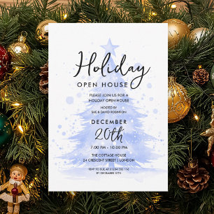 Invitation Maison ouverte pour les fêtes arbre peint à la mai