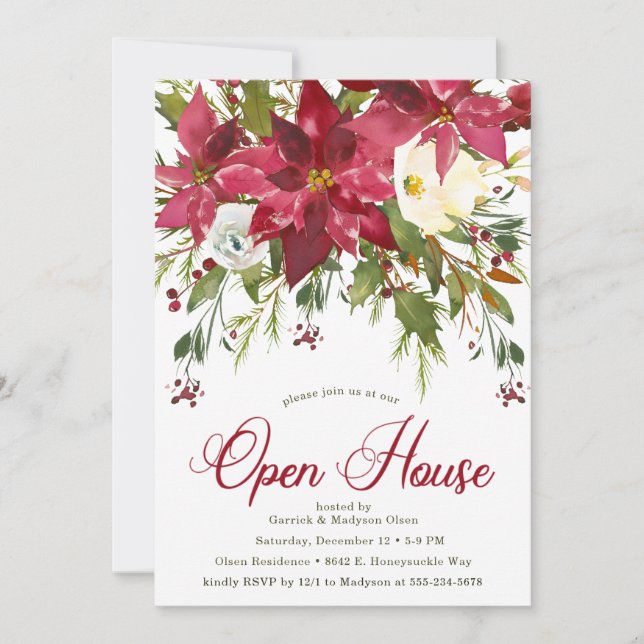 Invitation Maison ouverte pour les fêtes de la Poinsettia (Devant)
