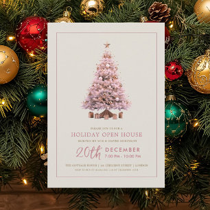 Invitation Maison ouverte pour les fêtes de Noël Arbre en ros