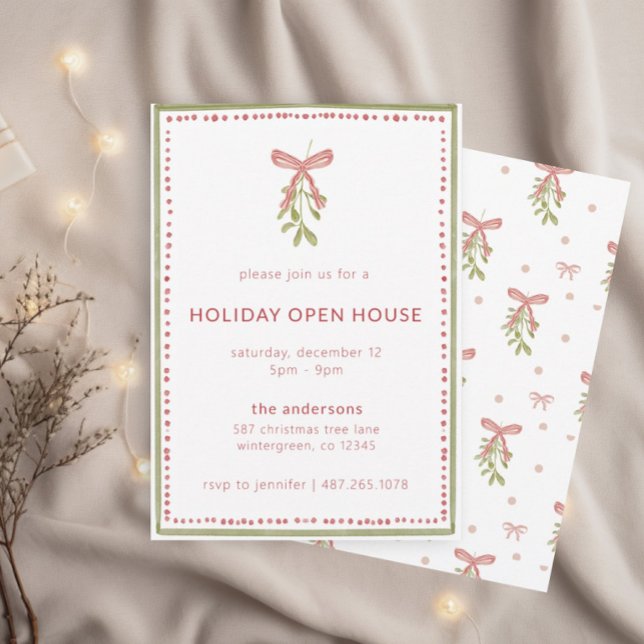 Invitation Maison ouverte pour les fêtes de Noël au gui aquar (Créateur téléchargé)