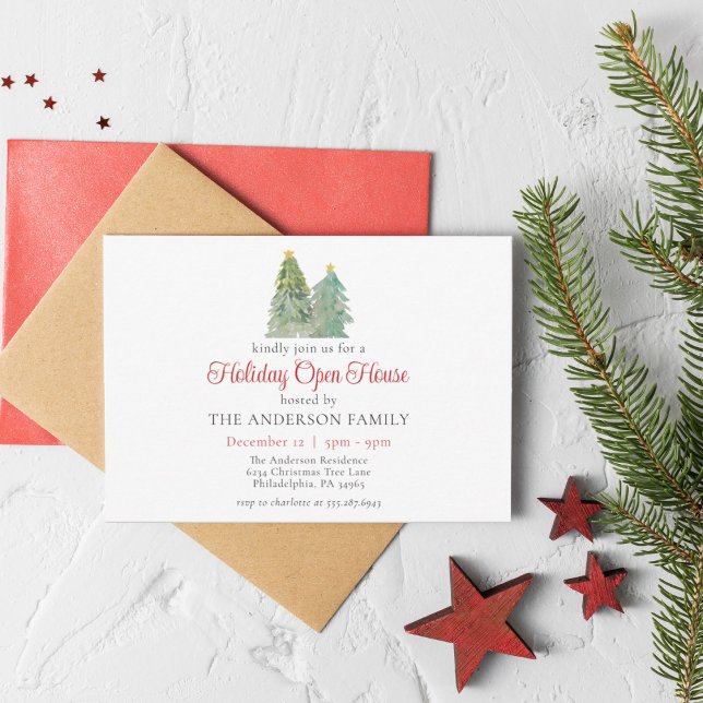 Invitation Maison Ouverte pour les Fêtes de Noël avec Arbre à (Créateur téléchargé)