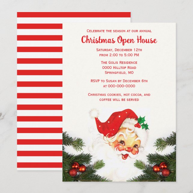 Invitation Maison ouverte pour les fêtes de Noël avec le Père (Devant / Derrière)