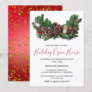 Invitation Maison Ouverte pour les Fêtes de Noël Cône de Pin 