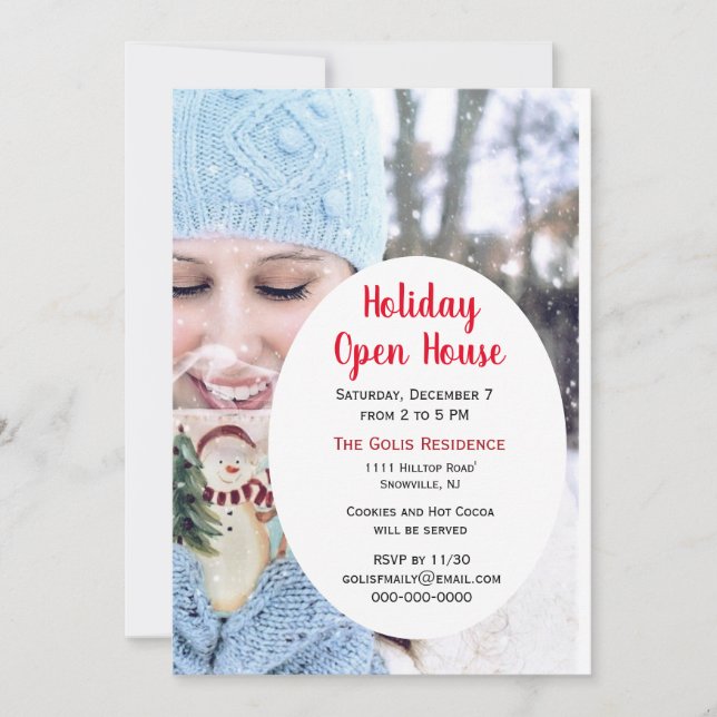 Invitation Maison ouverte pour les fêtes / Fête de Noël  (Devant)