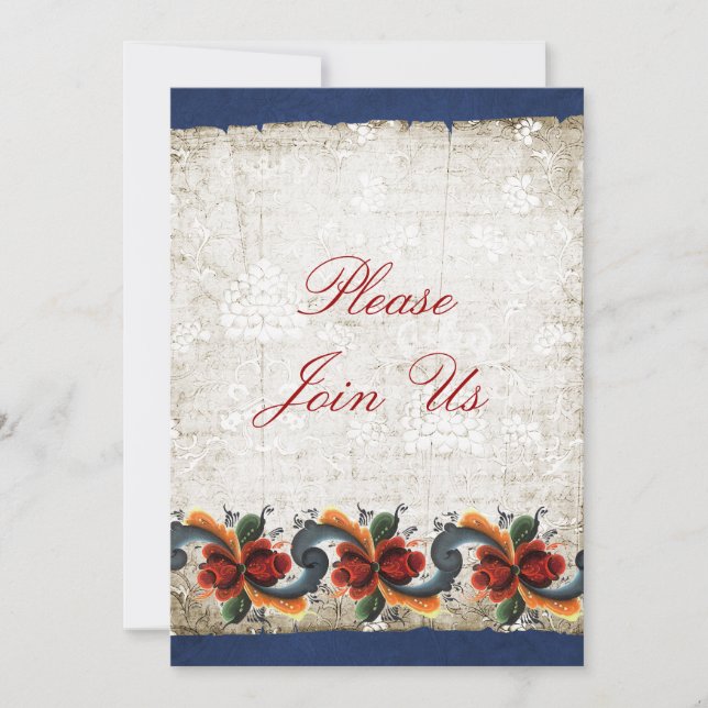 Invitation Maison ouverte pour les fêtes  Rosemaling (Devant)