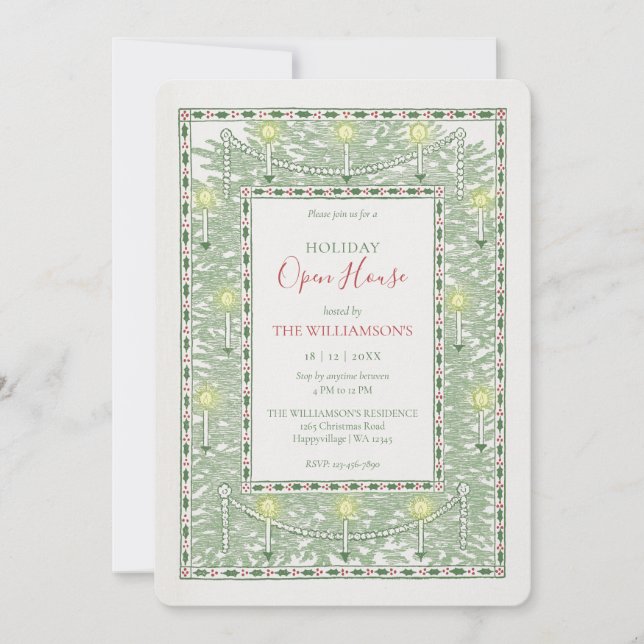 Invitation Maison ouverte pour un Noël classique vintage (Devant)