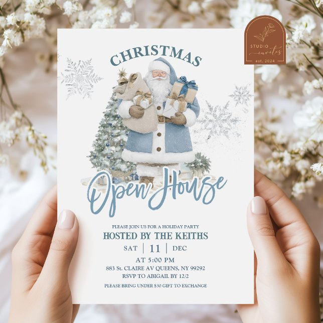 Invitation Maison ouverte pour un Noël d'hiver bleu (Créateur téléchargé)
