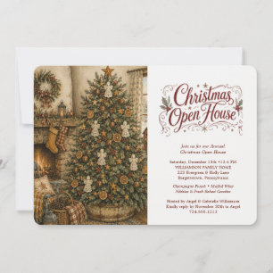 Invitation Maison ouverte pour un Noël rustique à la campagne