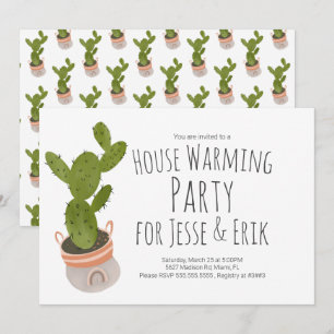 Invitation Maison Parti Réchauffement Cactus Plante Pot Main 
