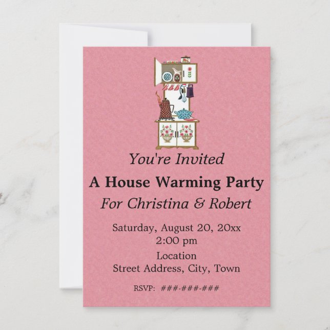 Invitation Maison Réchauffer Rétro Cuisson blanche Ustensiles (Devant)