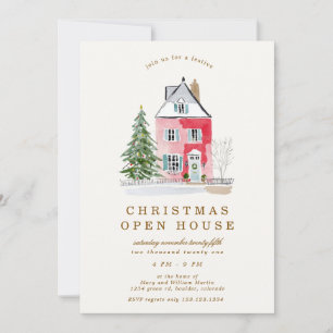 Invitation Maison Rose Ludique Fête de Noël Maison Ouverte