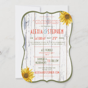 Invitation Maison rustique moderne, Mariage de tournesol Boho