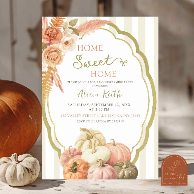 Invitation Maison Sage Automne Doux Maison Fête de Chauffage (Créateur téléchargé)