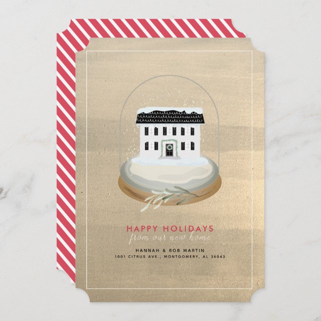 Invitation Maison sous globe de neige Annonce de déménagement (Devant / Derrière)