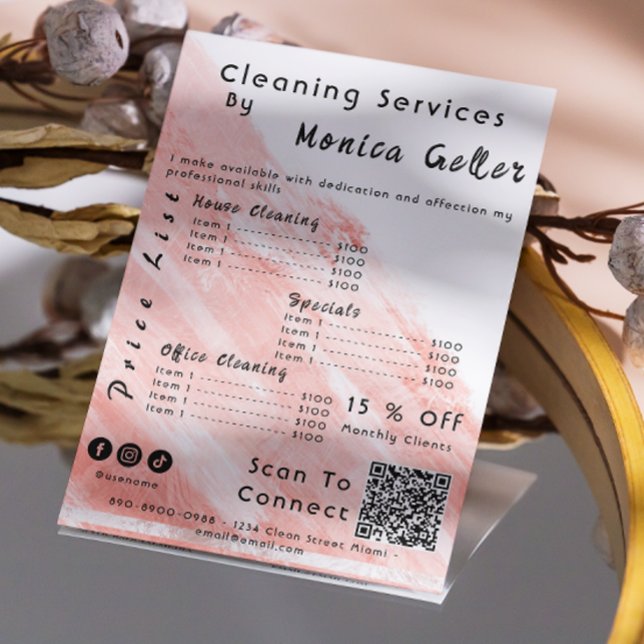 Invitation Maison Tenir Rose Prix Maid Or Blush Qr Code (House Keeping Maid Price Rose Gold Blush Qr Code Invitation)