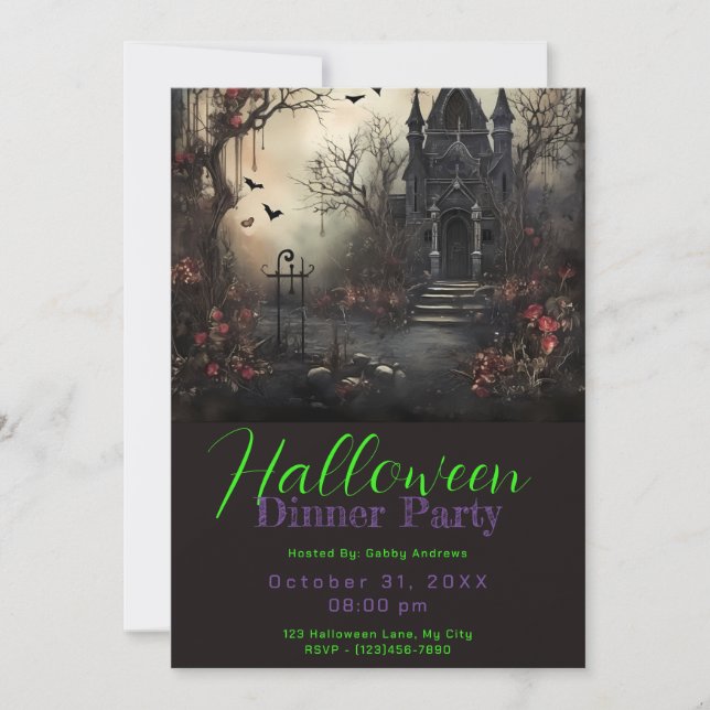 Invitation Maison victorienne hantée Dîner d'Halloween (Devant)