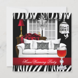 Invitation MaisonChauffage Rouge Blanc Noir Chandelier Zebra