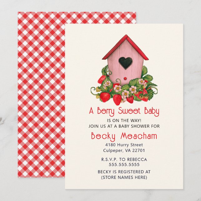 Invitation Maisonnette à oiseaux mignonne aquarelle avec des  (Devant / Derrière)