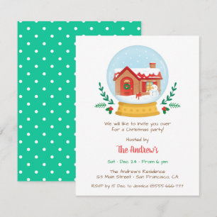 Invitation Maisonnette Cosy Bonhomme de Neige Boule à Neige F