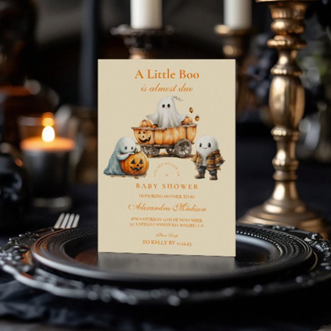 Invitation Maisonnette Fantôme Cosy Fête Prénatale Halloween (Créateur téléchargé)