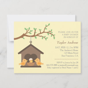 Invitation Maisonnette Moderne pour Oiseaux Nid Printemps Bab