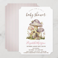 Maisons Champignons Rayures Roses Baby Shower