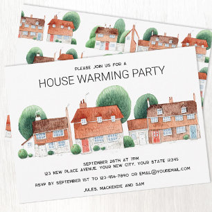 Invitation Maisons de campagne à l'aquarelle Fête de pendaiso