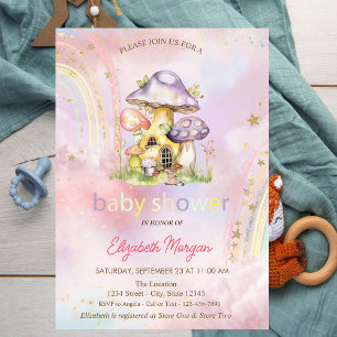 Invitation Maisons de Champignons de Printemps Baby Shower Ar