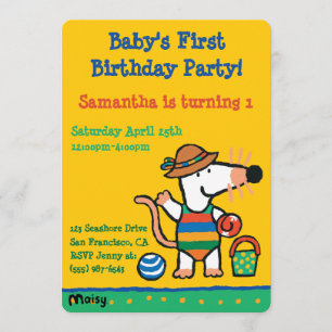 Invitation Maisy à l'anniversaire de la plage