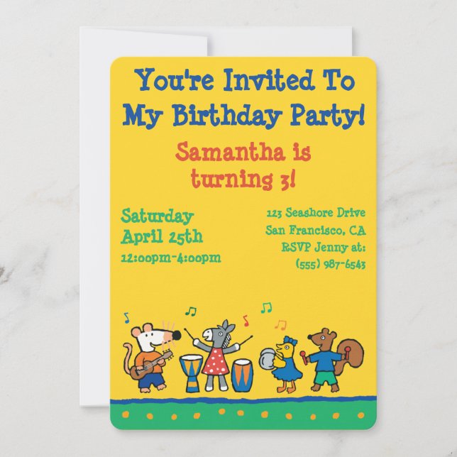 Invitation Maisy and Friends Play in the Band (Devant)