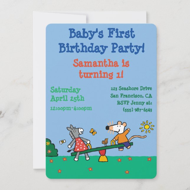 Invitation Maisy et Dotty Seesaw sur le terrain de jeu (Devant)