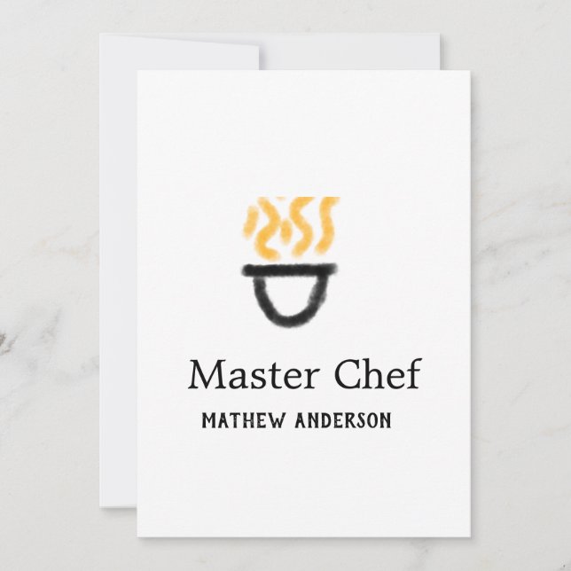 Invitation Maître chef ajouter nom poêle noir feu fumée co (Devant)