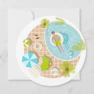 Invitation Maitre de la piscine de vacances d'été tropicale