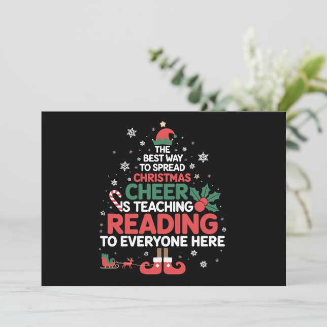 Invitation Maître de lecture Noël Elf Xmas Cheer  (Debout devant)