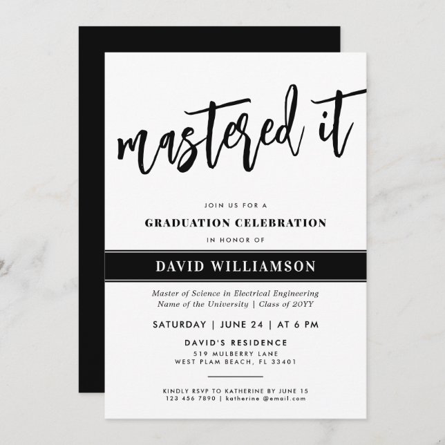 Invitation Maîtrise moderne Diplôme Diplôme Maîtrise (Devant / Derrière)