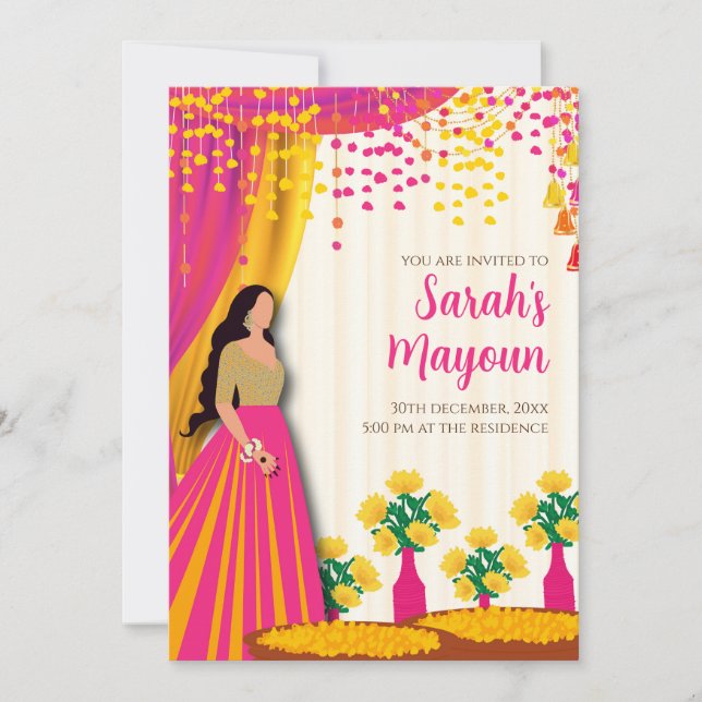 Invitation Maiyan invite & Haldi invite l'invitation de Haldi (Devant)