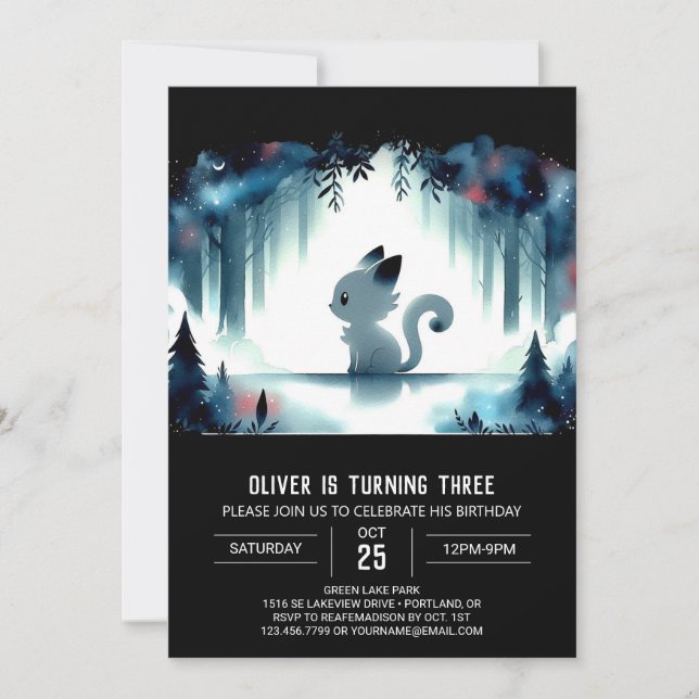 Invitation Majestic Adorable Chat Anniversaire (Devant)