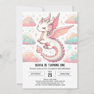 Invitation Majestic Adorable Dragon 1er anniversaire
