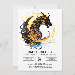 Invitation Majestic Dragon pour enfants fête d'anniversaire