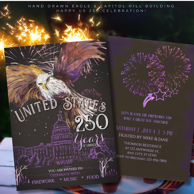 Invitation Majestic Eagle America 250 Years of Liberty Purple (Majestic Eagle America 250 Years of Liberty Purple Invitation)