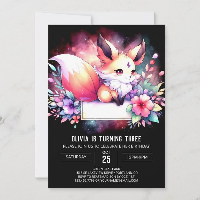 Invitation Majestic Enfants Fox Anniversaire numérique (Devant)