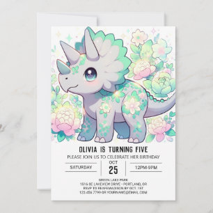Invitation Majestic fille Dinosaur Digital Anniversaire