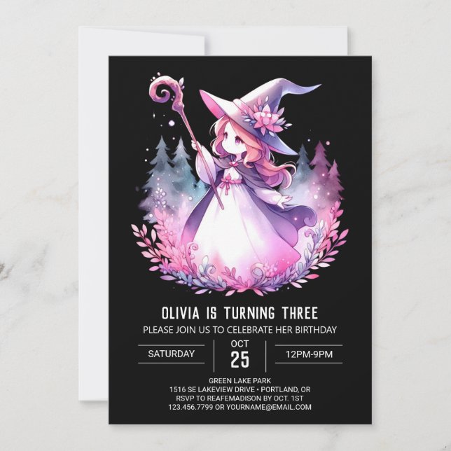 Invitation Majestic Girl Wizard Anniversaire (Devant)